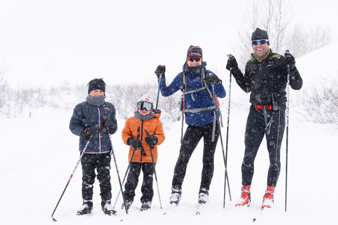 A family of skiers taking a break at Crested Butte